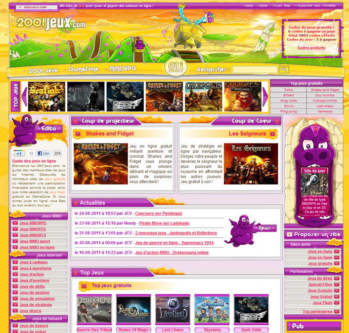 creation Création site de jeux >> 2001jeux