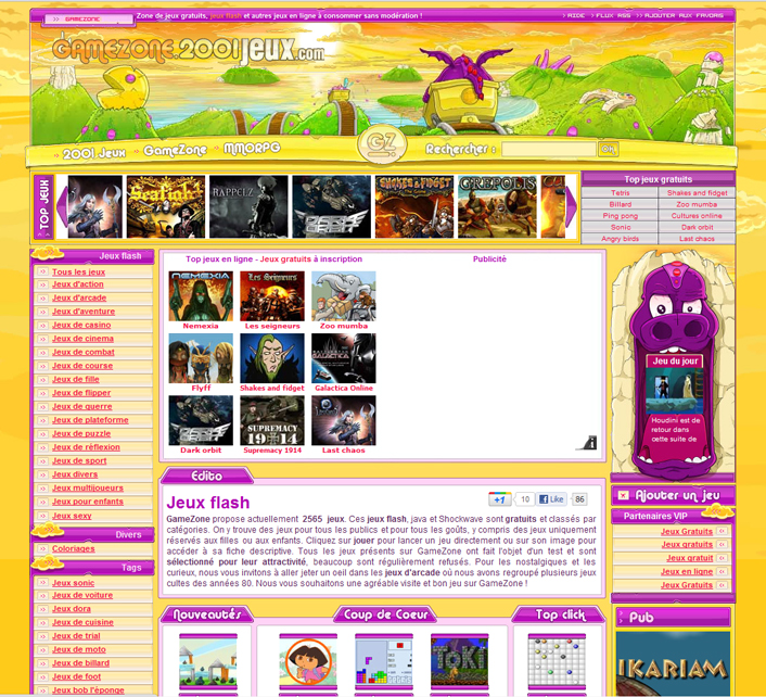 creation Création site jeux flash >> Gamezone